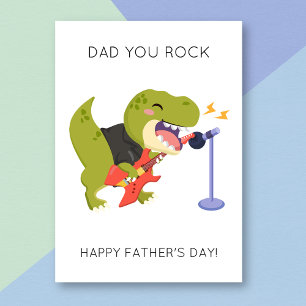 Funny Dad You Rock Dino Pun Vaderdag Kaart