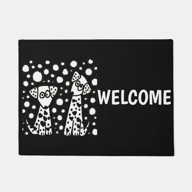Funny Dalmatian Dogs and Spots Abstract Deurmat (Voorkant)