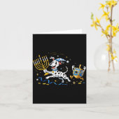 Funny Dalmatian Dreidel Menorah Hanukkah Kids Wome Kaart (Gele Bloem)