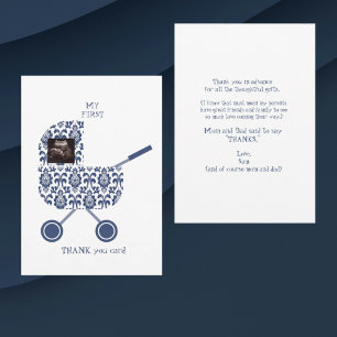Funny Damask Baby shower Bedankt Kaart