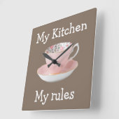 Funny Dames Kitchen wandklok Vierkante Klok (Hoek)