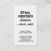 Funny Dance Instructeur Carte de visite Danseuse f (Dos)