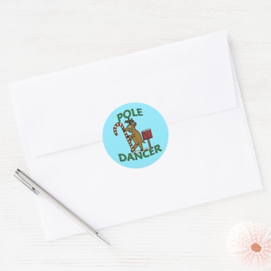 Funny Dancer Kerstreindeer Pun Ronde Sticker (Envelop)