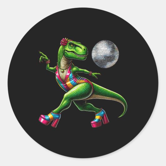 Funny Dancing Dinosaur1 Ronde Sticker (Voorkant)