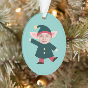 Funny Dancing Elf Photo Holiday Ornament