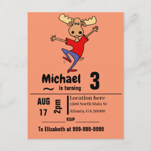 Funny Dancing Moose Birthday Party Uitnodiging Briefkaart