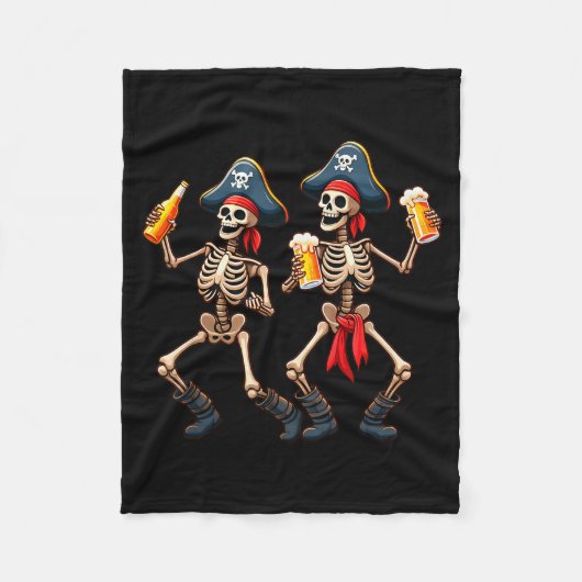 Funny Dancing Rate Skeletons Beer Drinking Hallowe Fleece Deken (Voorkant)