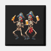Funny Dancing Rate Skeletons Beer Drinking Hallowe Magneet (Voorkant)