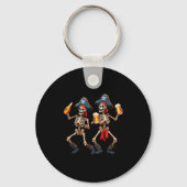 Funny Dancing Rate Skeletons Beer Drinking Hallowe Sleutelhanger (Voorkant)