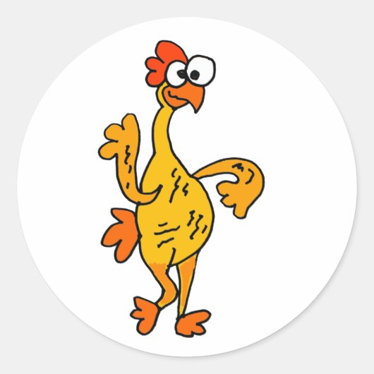 Funny Dancing Rubber Chicken Ronde Sticker (Voorkant)