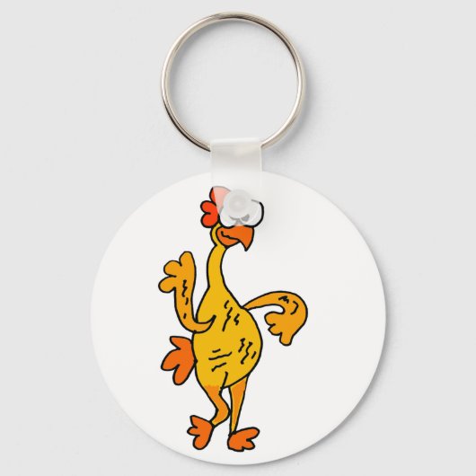 Funny Dancing Rubber Chicken Sleutelhanger (Voorkant)