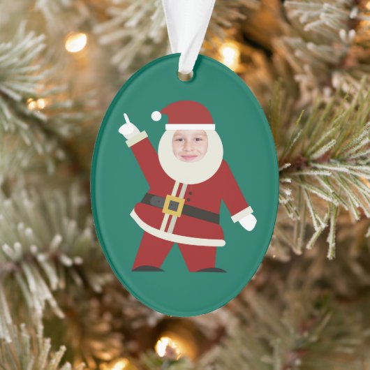 Funny Dancing Santa Photo Holiday Ornament (Boom)