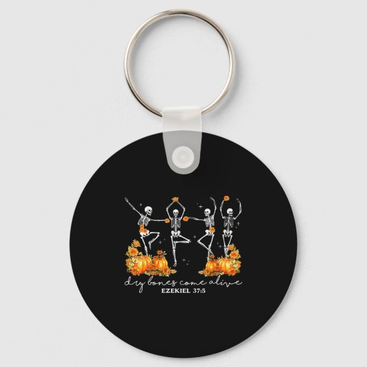 Funny Dancing Skeleton Dry Bones Come Alive Hallow Sleutelhanger (Voorkant)