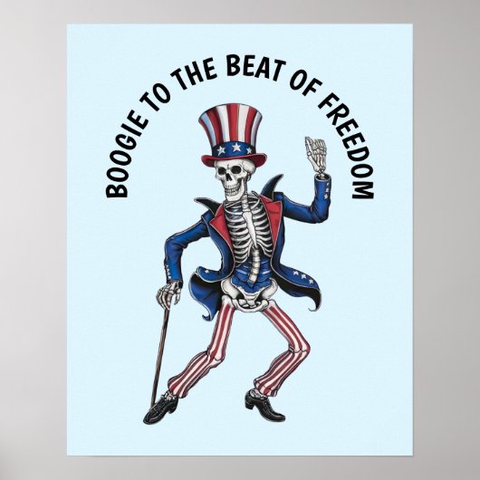 Funny Dancing Skeleton Poster (Voorkant)