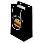 Funny Dansende Burger Pun Dark BG Klein Cadeauzakje (Voorkant Gekanteld)