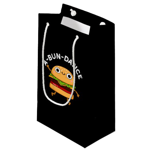 Funny Dansende Burger Pun Dark BG Klein Cadeauzakje (Voorkant Gekanteld)