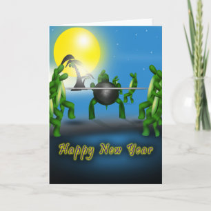 Funny Dansende Limbo-ing Turtles Happy New Year-au Feestdagen Kaart