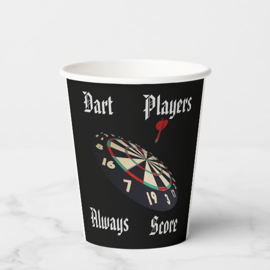 Funny Darts-spelers scoren, papierbekertjes Papieren Bekers (Achterkant)
