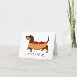 Funny Daschund Hot Dog Waterverf Kaart