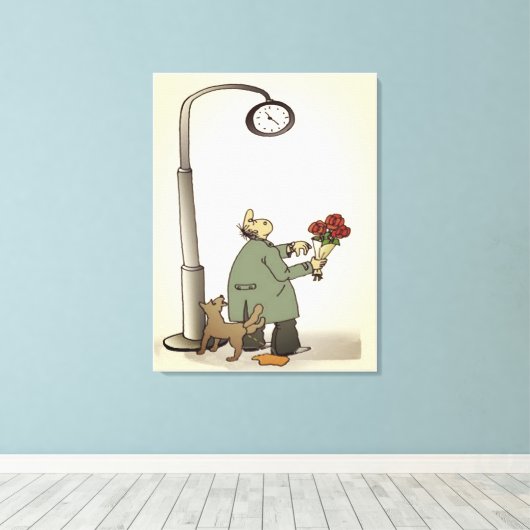 Funny "Dating" Stretched Canvas print (Insitu (Houten vloer))
