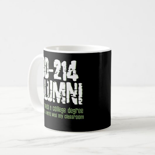 Funny DD-214 Militaire Veteraan Coffee Mok Alumni (Voorkant links)