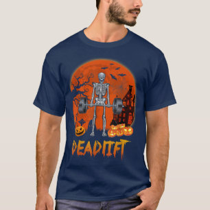 Funny Deadlift Halloween Skeleton Lifinggewichten T-shirt