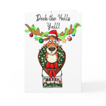 Funny Deck the Halls Carte de Noël de famille Y’al
