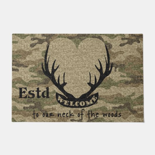 Funny Deer Couple Mat, Wedding Hunter Mat Decor (Voorkant)