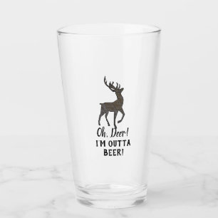 Funny Deer Cute Beer Pun Buck Mannen Glas