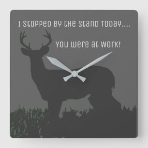 Funny Deer Hunting Work Clock Vierkante Klok