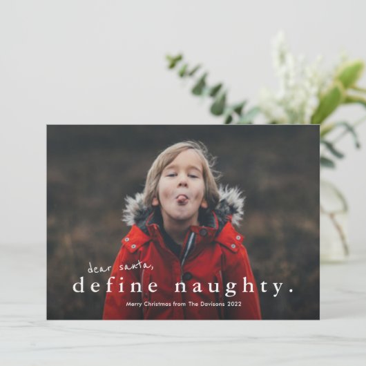Funny Define Naughty Photo Kerstmis Feestdagenkaart (Staand voorkant)
