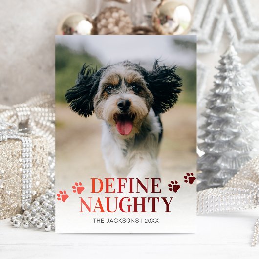 Funny Define Naughty Photo Kerstmis Feestdagenkaart