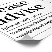 Funny Definition Gelieve te adviseren Poster (Hoek)