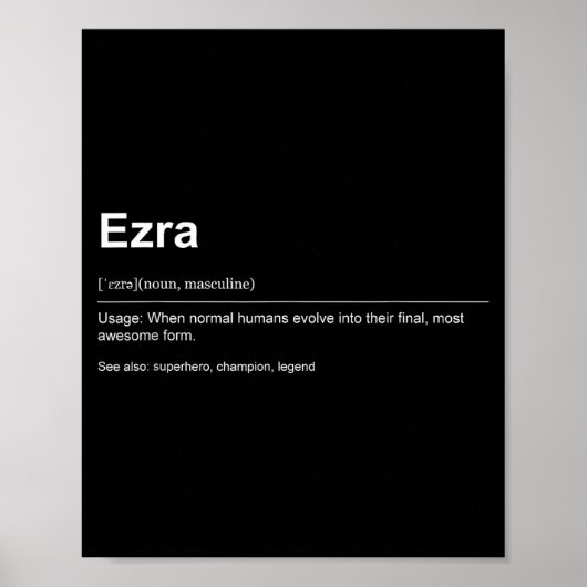 Funny Definition Quote For The Name Ezra _ Poster (Voorkant)