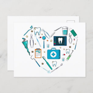 Funny Dental Dentist Tool Heart Briefkaart