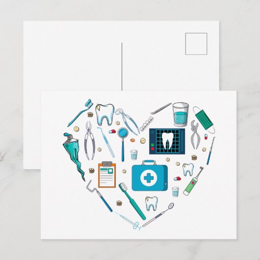 Funny Dental Dentist Tool Heart Briefkaart (Voorkant / Achterkant)