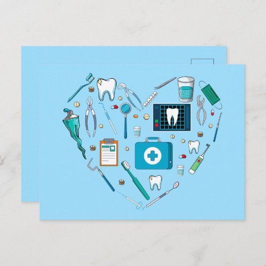 Funny Dental Dentist Tool Heart Briefkaart (Voorkant / Achterkant)