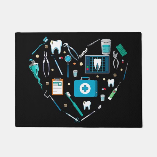 Funny Dental Dentist Tool Heart Deurmat (Voorkant)