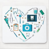 Funny Dental Dentist Tool Heart Muismat (Voorkant)