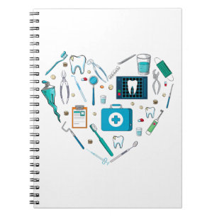 Funny Dental Dentist Tool Heart Notitieboek