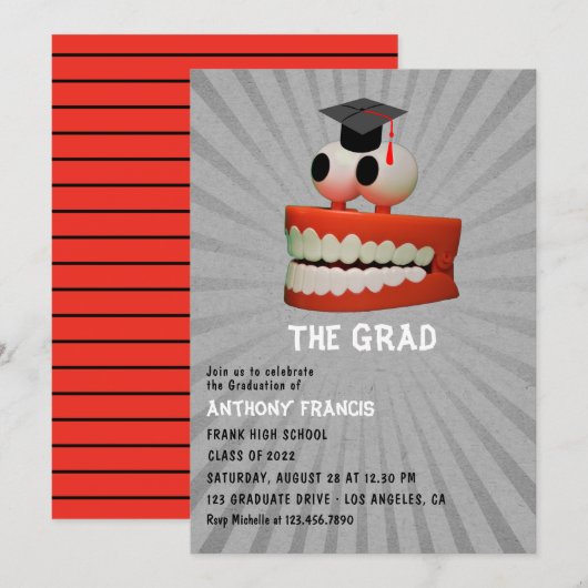 Funny Dentist Graduation Party Invitation Kaart (Voorkant / Achterkant)