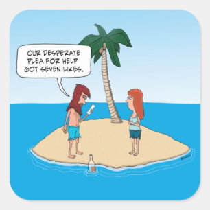 Funny Desert Island Message in a Bottle Vierkante Sticker