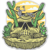Funny Desert Skeleton Hammock Camping Sticker (Voorkant)