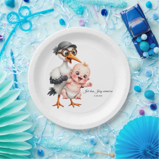 Funny designed paper plates baby shower adjust papieren bordje (Feest)