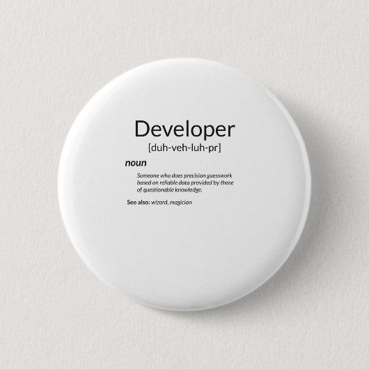 Funny Developers Gift Developer Definition Gift Ronde Button 5,7 Cm (Voorkant)