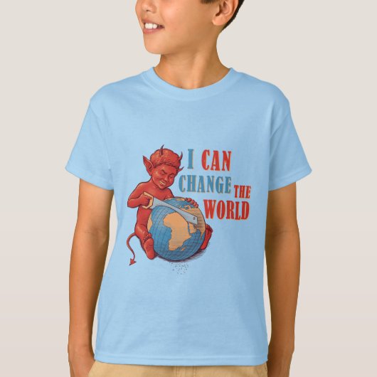Funny Devil Kid “I Can Change the World” T-shirt (Voorkant)