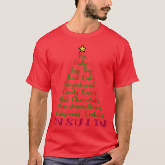 Funny Diabetes kerstboompie Fudge Egg nog in T-shirt
