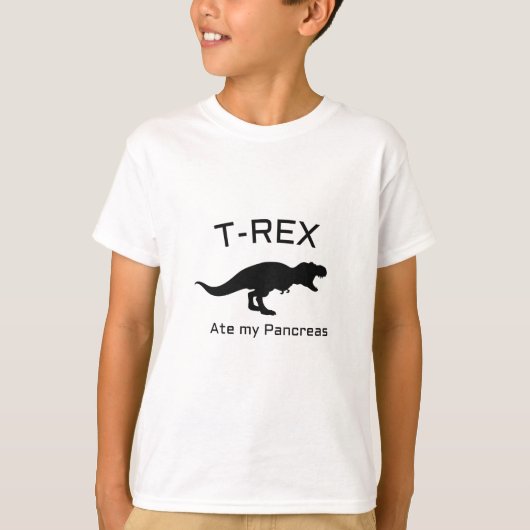 Funny Diabetes T-rex Ate my Pancreas T-shirt (Voorkant)