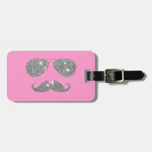 Funny Diamond Mustache met bril Bagagelabel