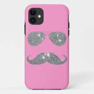 Funny Diamond Mustache met bril iPhone 11 Hoesje
